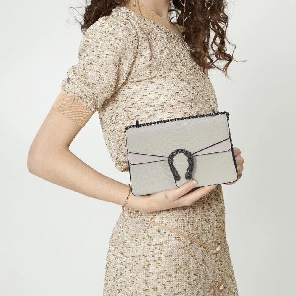 ⚡ Women's Snake Vegan Leather Print Casual Fashion Satchel White Crossbody Bag